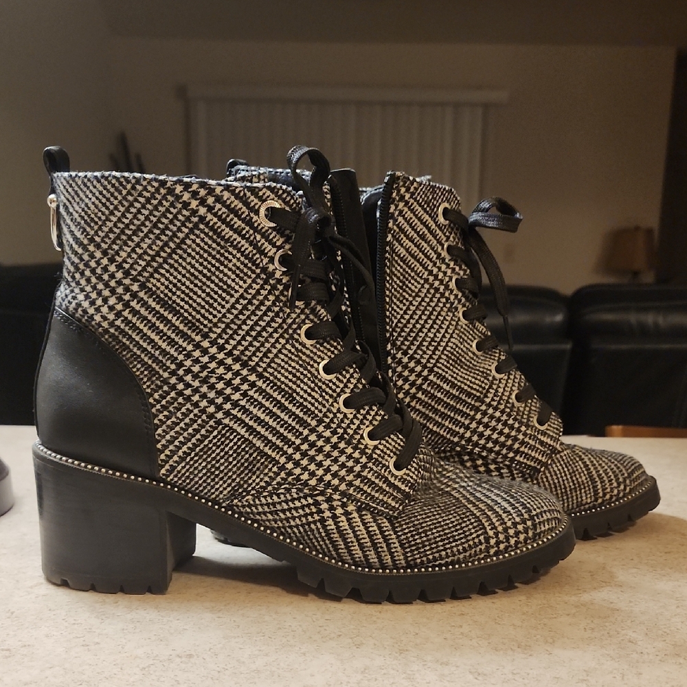 Aldo Houndstooth Combat Boots